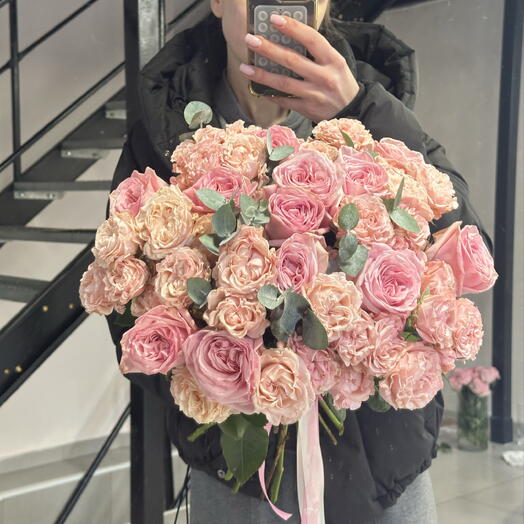 Bouquet of spray roses + peonies Pink Ohara