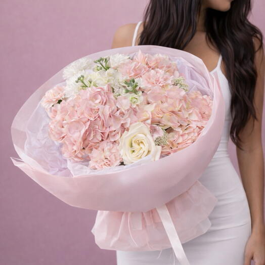🌸Bouquet of hydrangeas, roses and matthiola