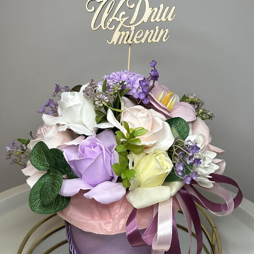 Flower box soap flowers bouquet gift name day