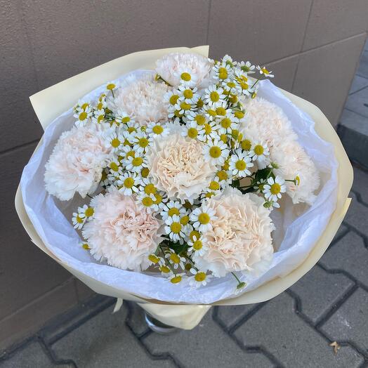 Bouquet with carnations and tanacetum