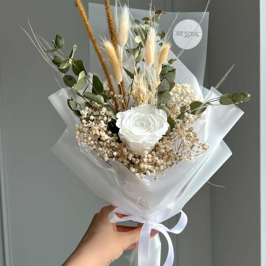 Dried Flower Bouquet "White-Green" Mini