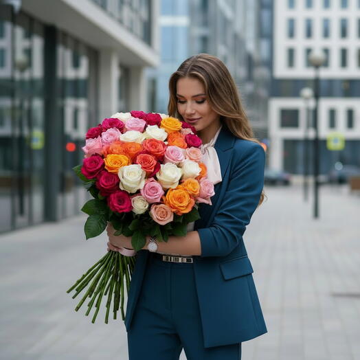 The Bouquet "The Gama of Equadorian Roses" , 11 stems of flowers, -10%