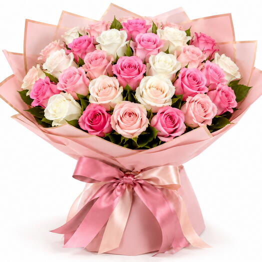 Pastel Harmony – 31 Mixed Roses Bouquet