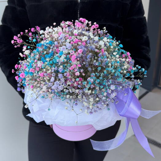 A mini box of rainbow gypsophila