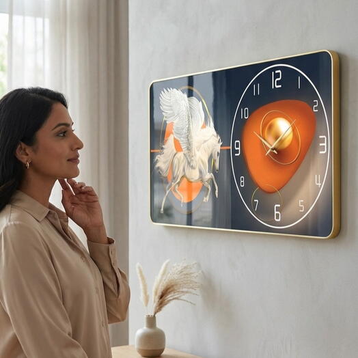 Unicorn 3D Wall Painting with Side Clock – 40×80 cm