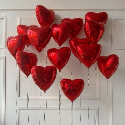 SET OF BALLOONS "BIG RED HEARTS"