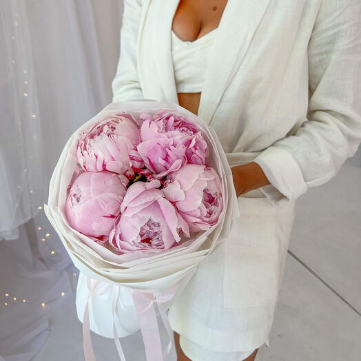 Pink cloud of 5 peonies "Marseille"