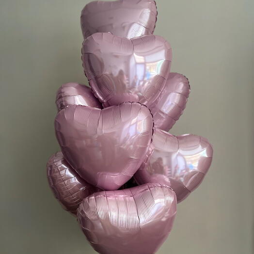 Balloon bouquet pink hearts 10 pcs