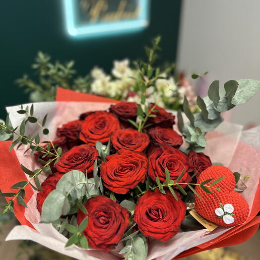 Red Rose Hot Love + Heart Hand Made 15