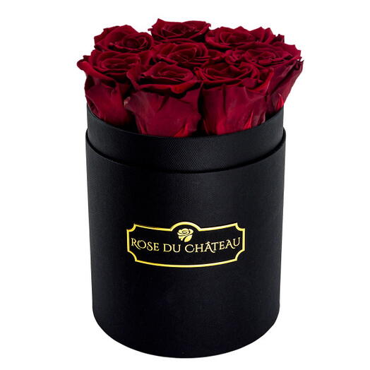 Red Eternal Roses in a Small Black Box