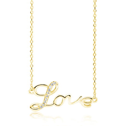 Silver gold-plated necklace, Love