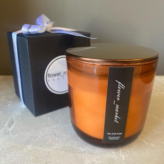Vela aromática "Alas de bronce" en vaso de vidrio coloreado, 250 g