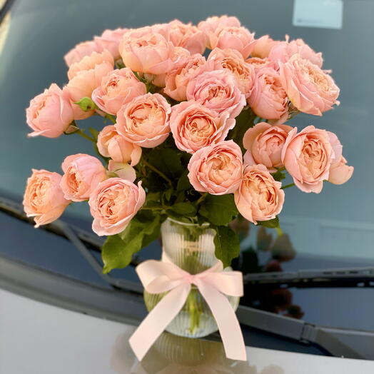 Juliata in Glass Vase | Peach Flowers in Vase | Pink Flowers for home