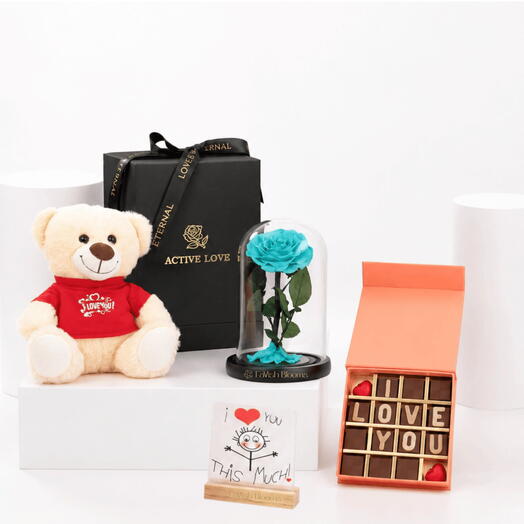 Turquoise Blue Infinity Rose Love Gift Hamper