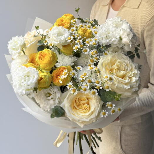 Rose, Tanacetum, small spray rose