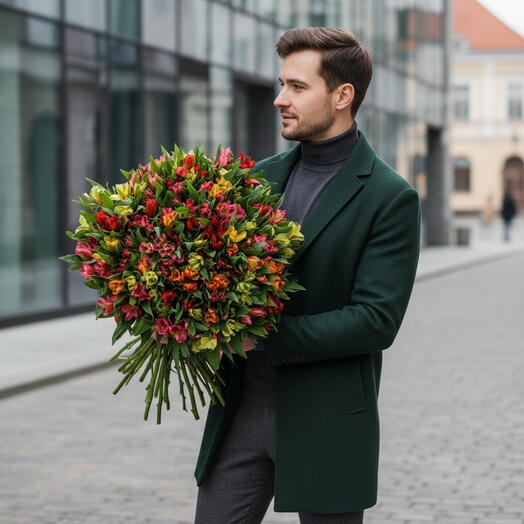 The Bouquet "The Gama of Alstroemeria" , 31 stems of flowers, -30%