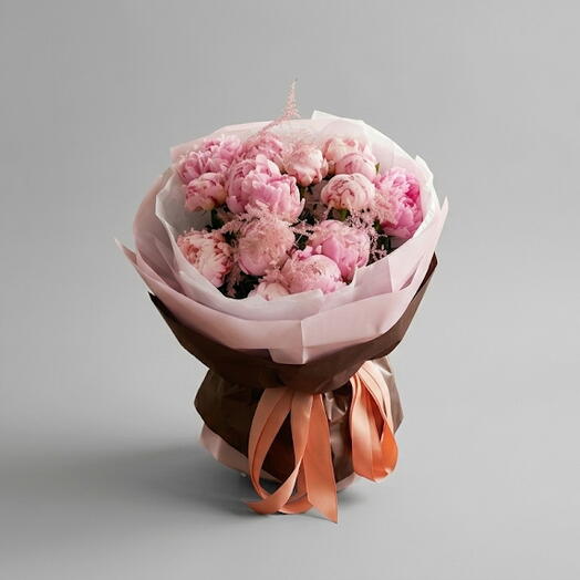 Peony Bouquet "Royal Rose" - 15 pcs
