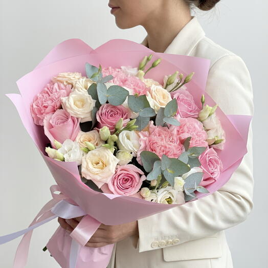 Blush Harmony Rose   Carnation Bouquet
