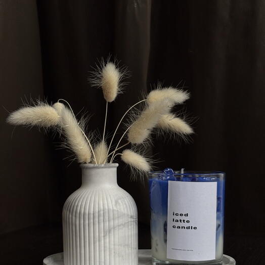 Set of 3: Candle Iced Latte, vase and plaster stand