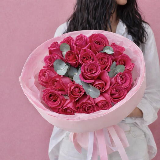 🌹Bouquet of 21 roses with eucalyptus