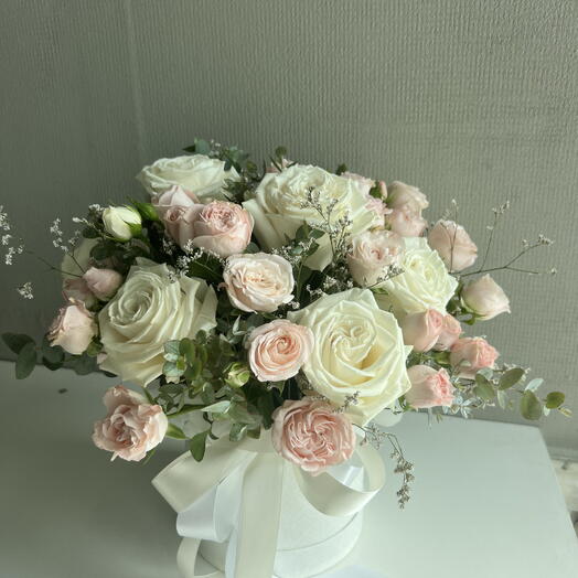 White and pink roses
