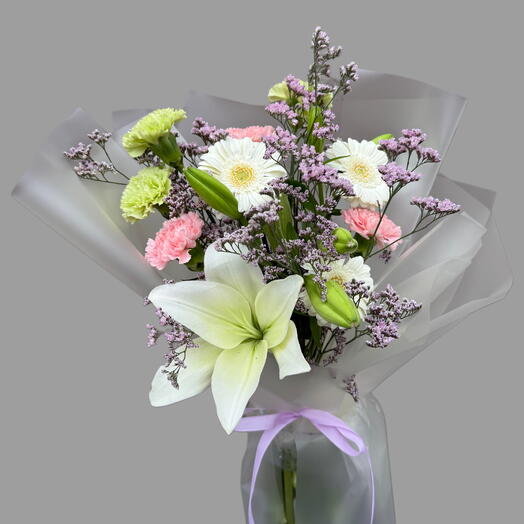 Delicate bouquet with a lily