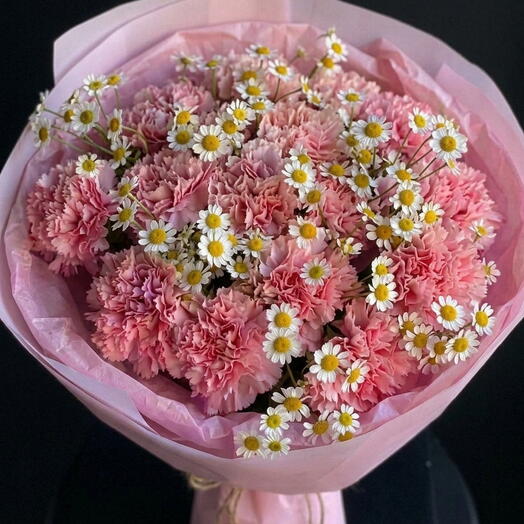 🌸 Romantic Garden: Pink Carnations   Chamomile