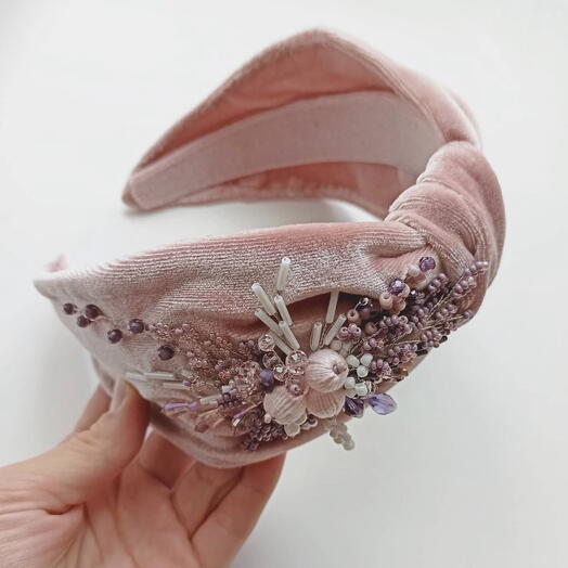 Pink velvet headband