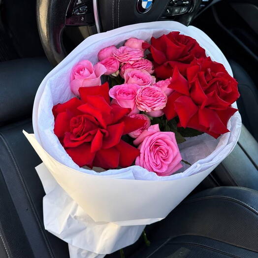 Raspberry Velvet Bouquet (French and spray roses)