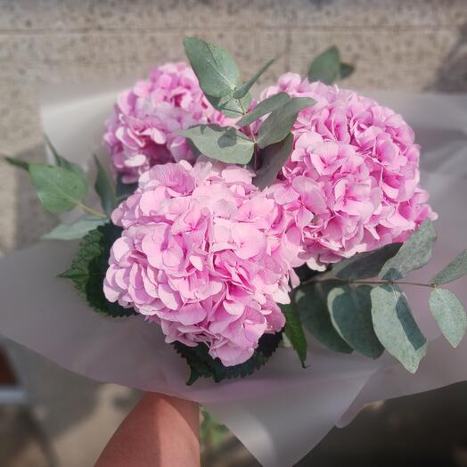 Hydrangea bouquet with eucalyptus
