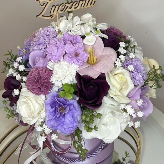Flower box soap flowers bouquet gift birthday name day