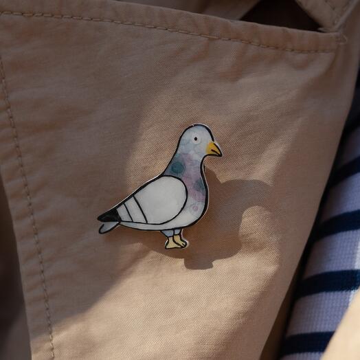 Ceramic Brooch "City Pigeon"