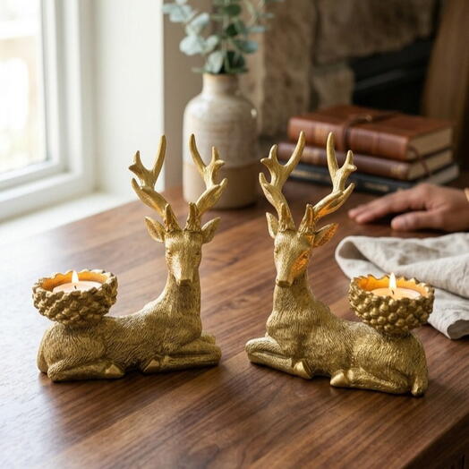 Pair Deer candle holder