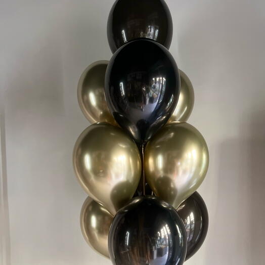 Balloon bouquet 10 pcs (black-gold)