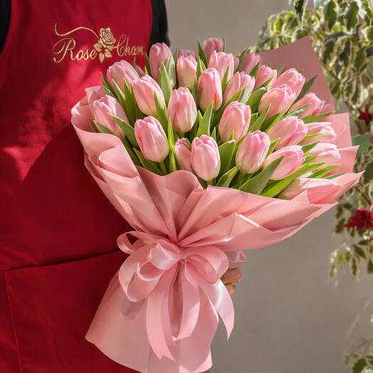 15 Blush Pink Tulips Bouquet