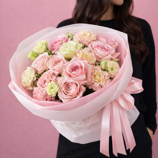 💐Bouquet of peony roses, hydrangeas and lisianthus