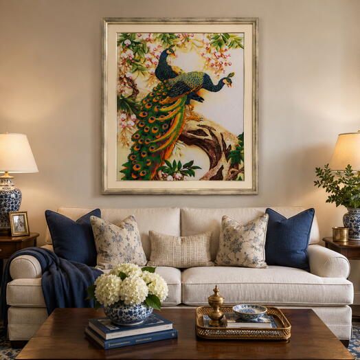 Marvelous Peacocks, cross stitching , 120x80cm