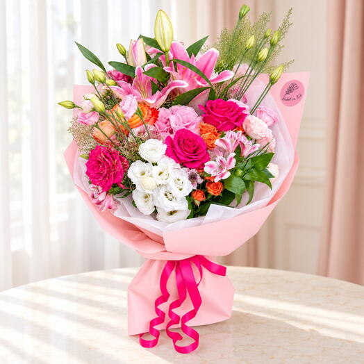 Luxury Pink Lily and Rose Bouquet