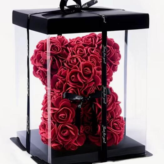 Teddy bear made of small roses in box S