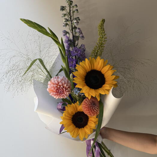 Sunflower, Gladiola, Delphinium