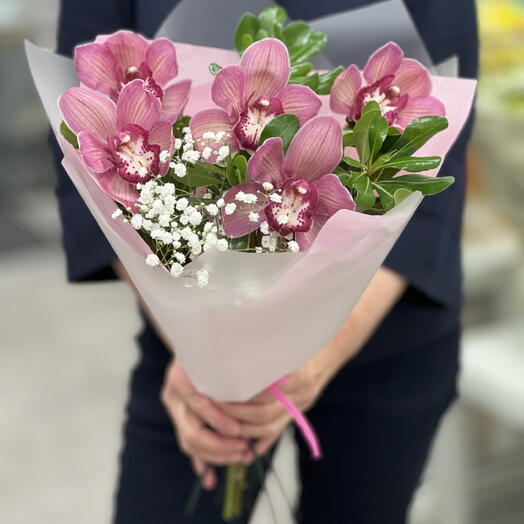 Pink orchid bouquet