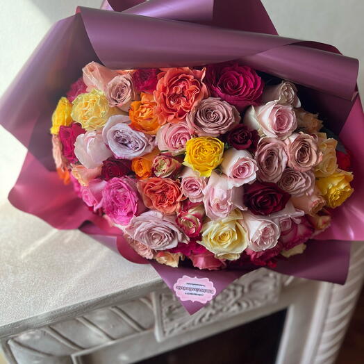 75 mixed roses, wrapped
