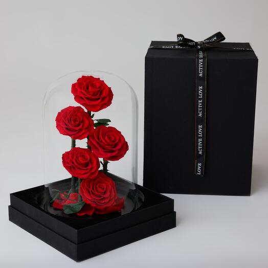 Preserved roses in bell
