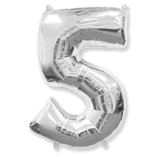 Серебряная цифра 5 – 102 см
