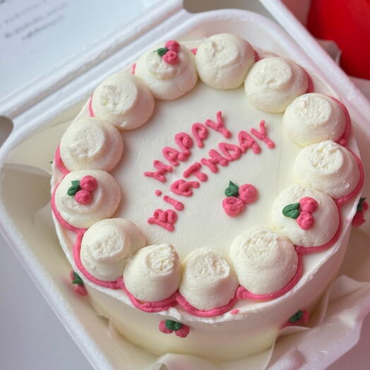 Bento cake with pink cherries