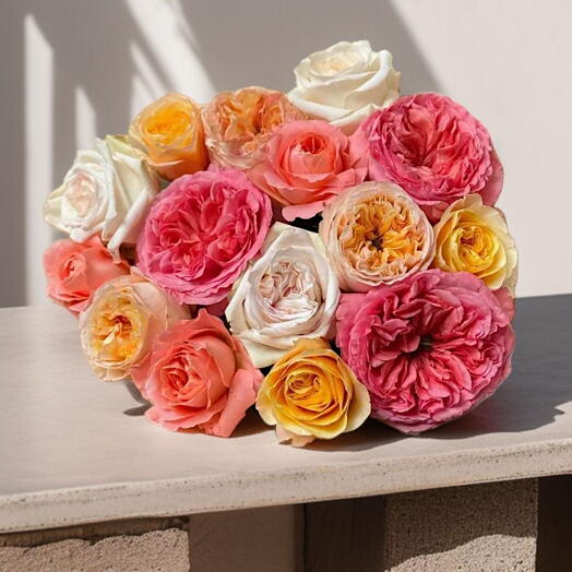 The Bouquet "The Gama of Peony Roses", 11 stems of flowers, -10%