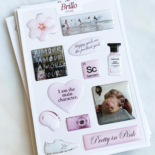 Pink 3D Sticker Set