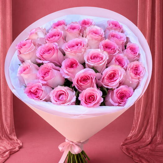 Bouquet of 25 pink roses