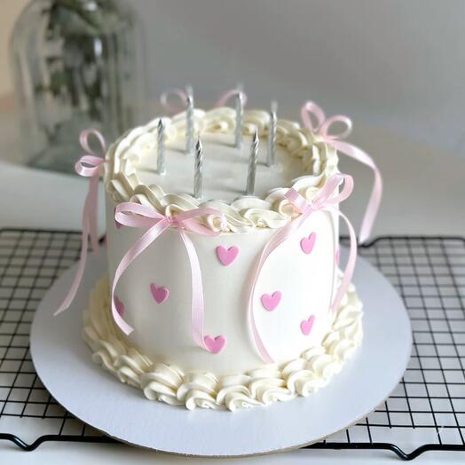 Bento cake XL 1 kg pink hearts/bows
