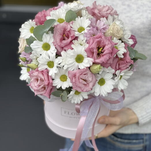 Flowerbox z chrysanthemum i eustoma M